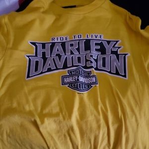 Harley Davidson short sleeve yellow t shirt
